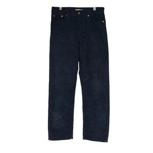 LEVI'S - WOMEN'S 27 - BLUE CORDUROY BUTTON FLY WEDDIE STRAIGHT LEG JEANS
